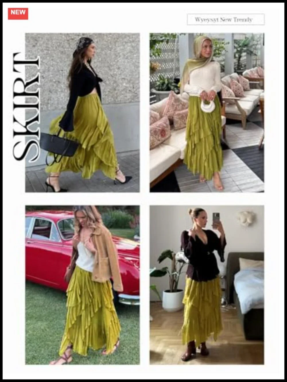 Flowy Ruffle Maxi Skirt Tiered Boho Long Skirt Lightweight Pull-On